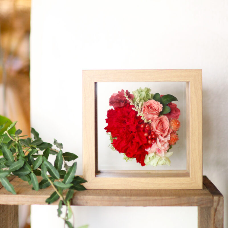 母の日プリザーブドフラワー　レッド