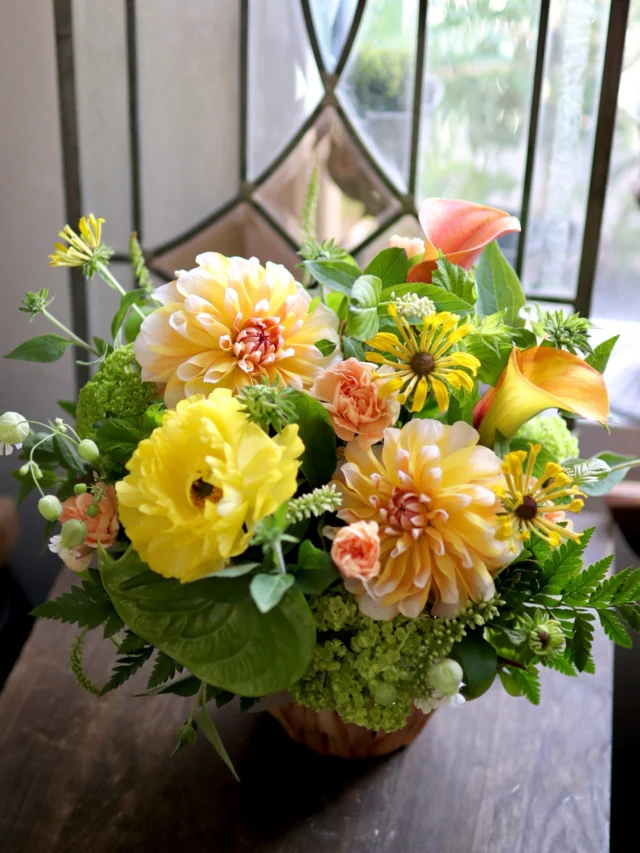 爽やかなグリーンと元気いっぱいビタミンカラーのアレンジメントです🌿

母の日のご予約受付中です☆

#フラワーアレンジメント
#ダリア
#flowers 
#花たろう
#浦和花たろう