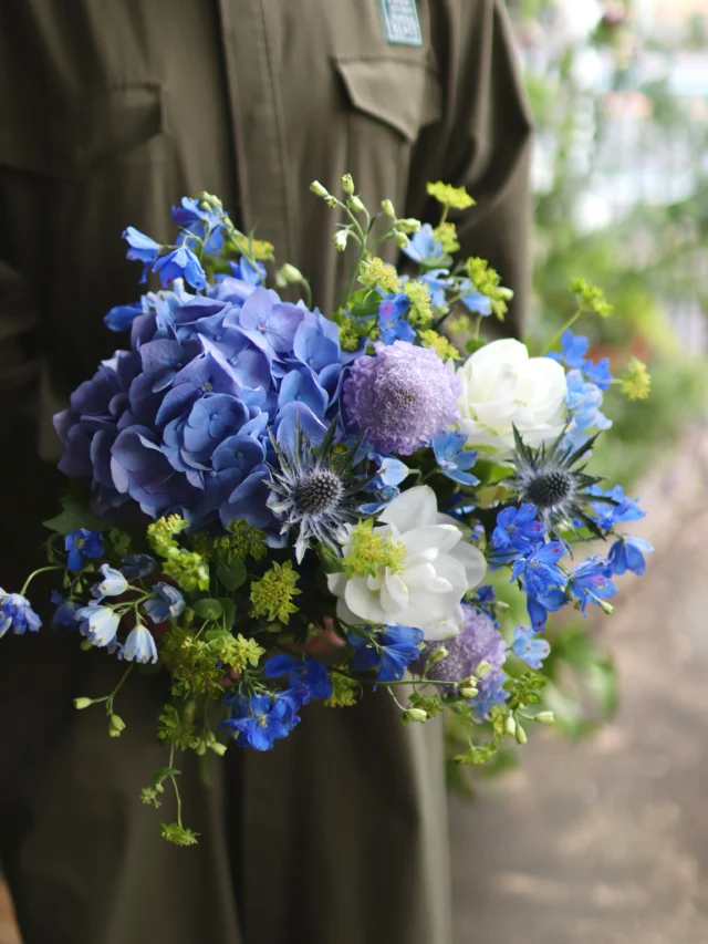 初夏をぎゅっと束ねたブーケ💐
".雨上がりの空気感"をイメージしてお作りしました！

忙しい毎日に心落ち着くようなブルーのお花で癒されませんか🍃

#紫陽花
#ブーケ
#花屋
#花たろう
#浦和花たろう